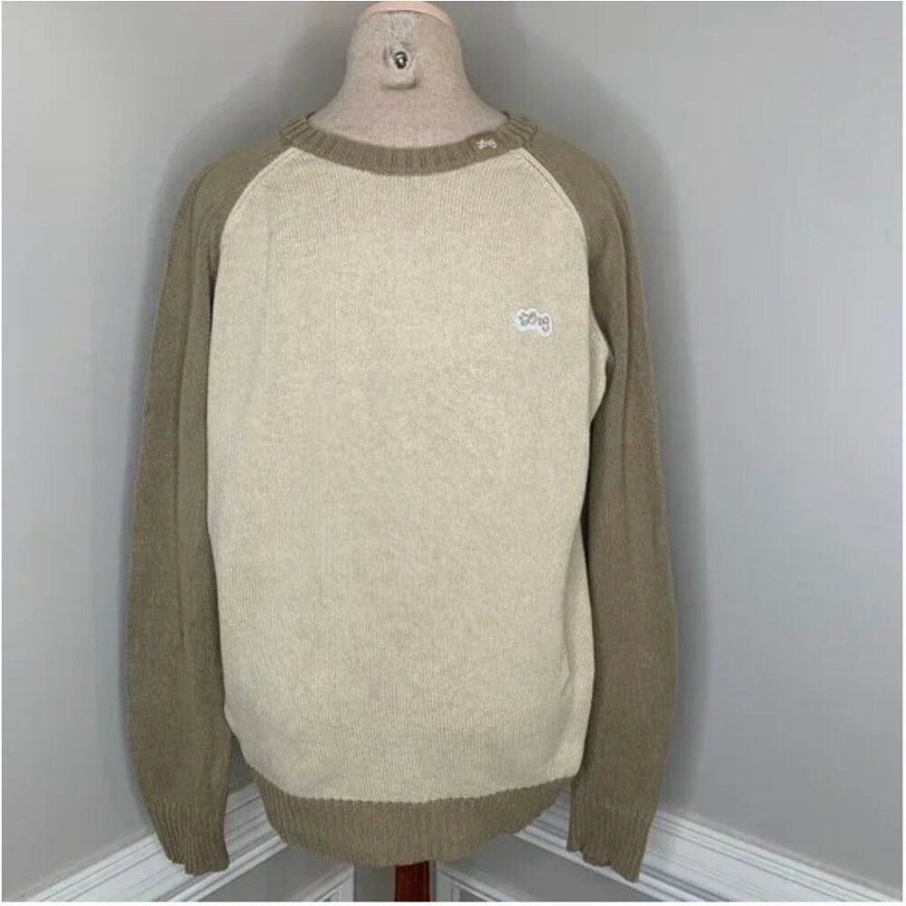 LRG Tan Color Block Crew Neck Long Sleeve Sweater Size Large